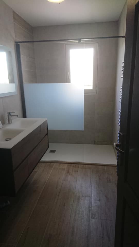 Salle de bain moderne meuble bois ANGEL'EAU